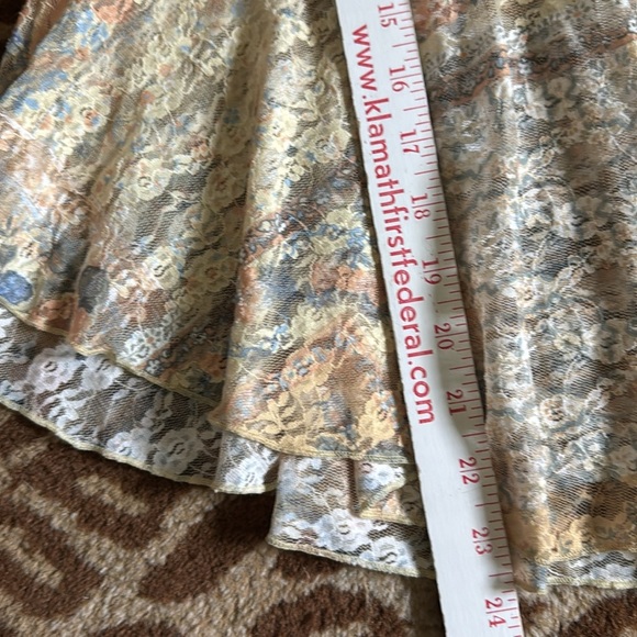 NWT Madden Girl Cream floral Mesh Blouse Womens XL Babydoll whimsy goth Fairy - Picture 14 of 15